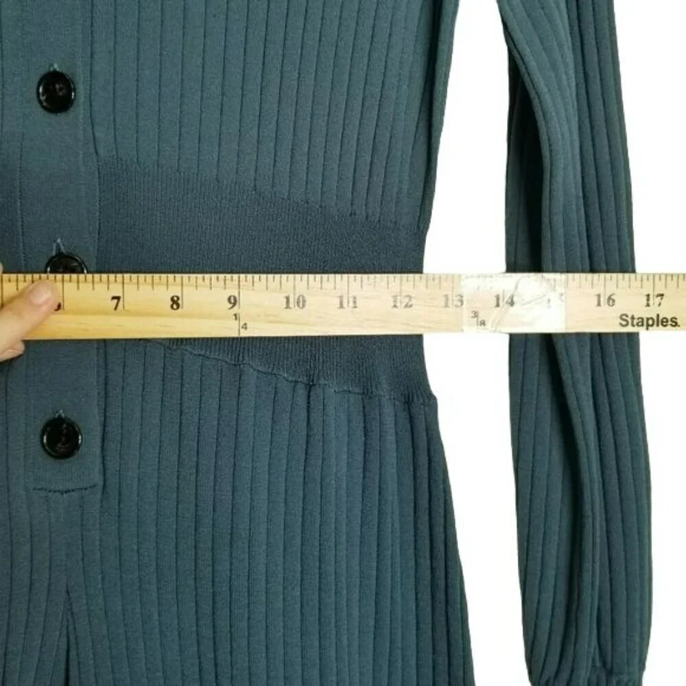 J.Crew NWT Blue Ribbed Cropped Jumpsuit Stretchy Knit Button Up Closure‎ 2022 M